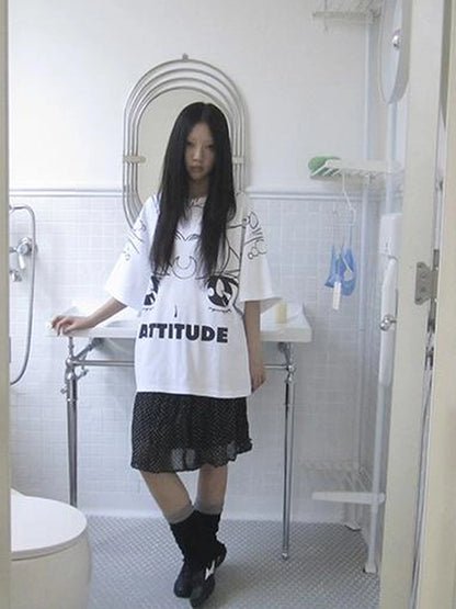 Anime Graphic Summer Design Loose Fit Short Sleeve Tee Women