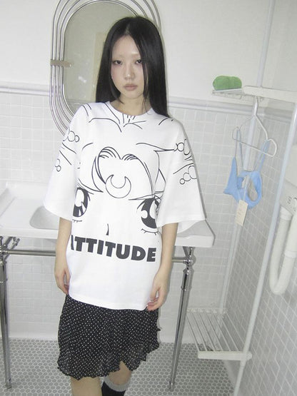Updateang project Anime Graphic Summer Design Loose Fit Short Sleeve Tee Women