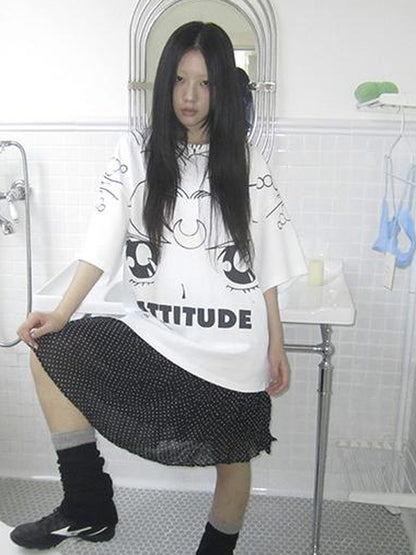 Updateang project Anime Graphic Summer Design Loose Fit Short Sleeve Tee Women