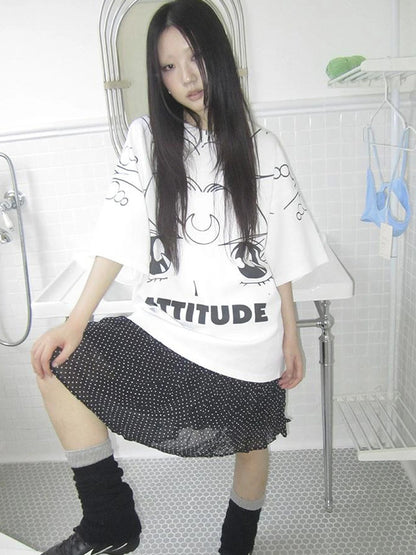 Anime Graphic Summer Design Loose Fit Short Sleeve Tee Women
