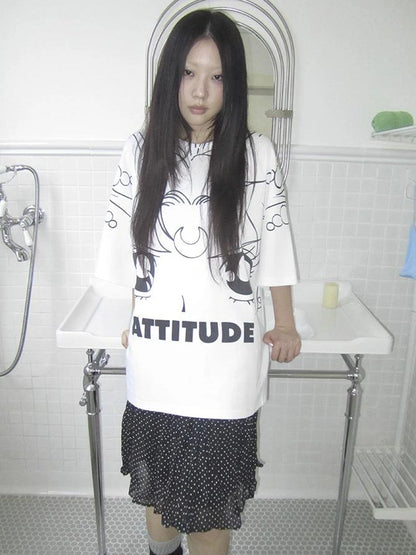 Anime Graphic Summer Design Loose Fit Short Sleeve Tee Women
