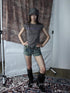 ang project Antique Y2K Embossed Silver Gray Studded Belt