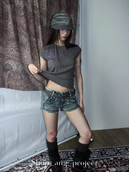 Antique Y2K Embossed Silver Gray Studded Belt