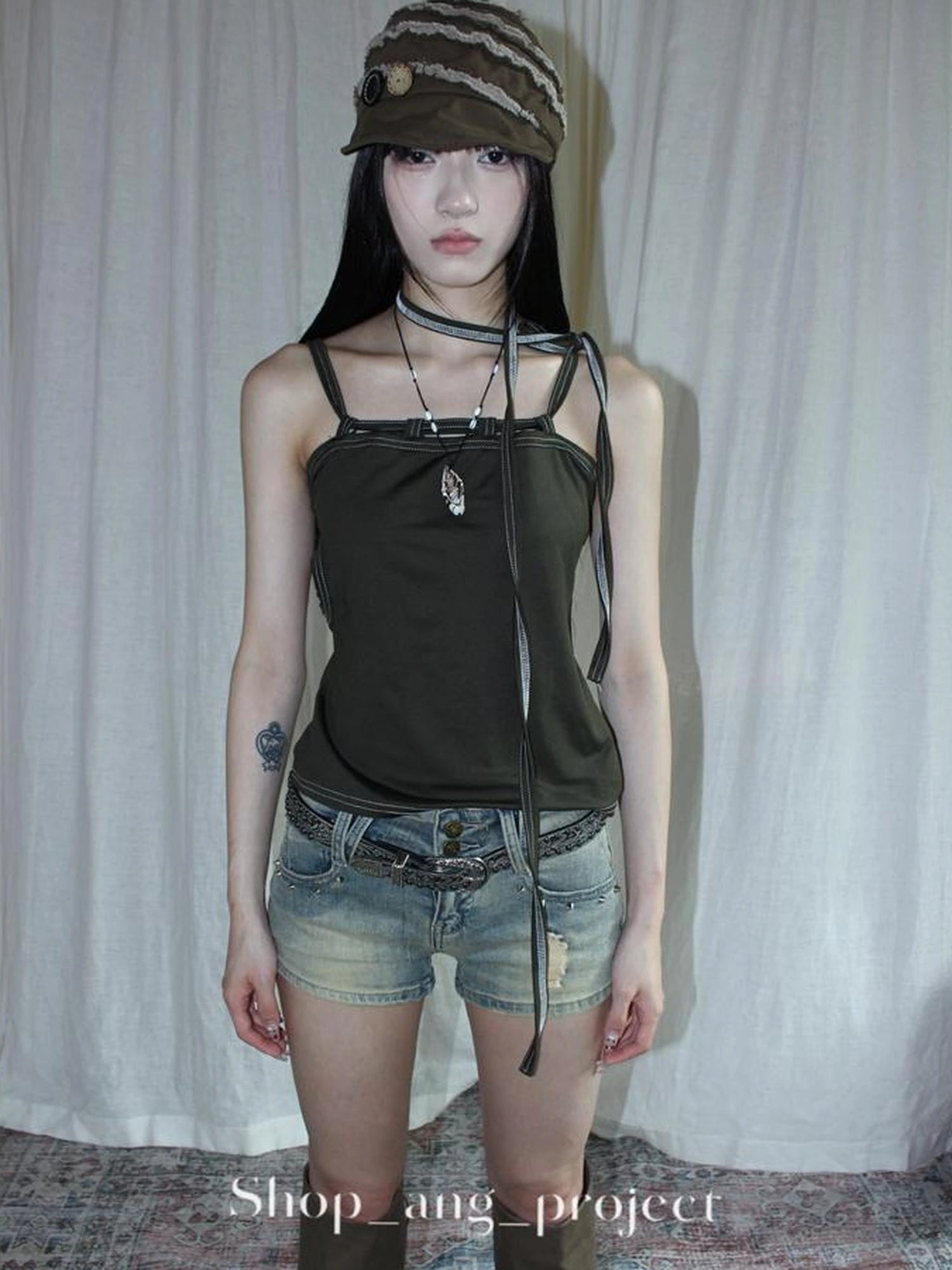 Antique Y2K Embossed Silver Gray Studded Belt