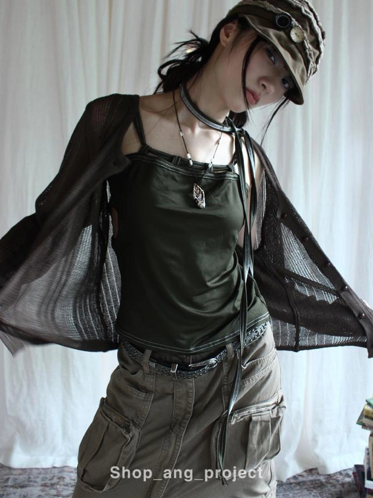 Antique Y2K Embossed Silver Gray Studded Belt