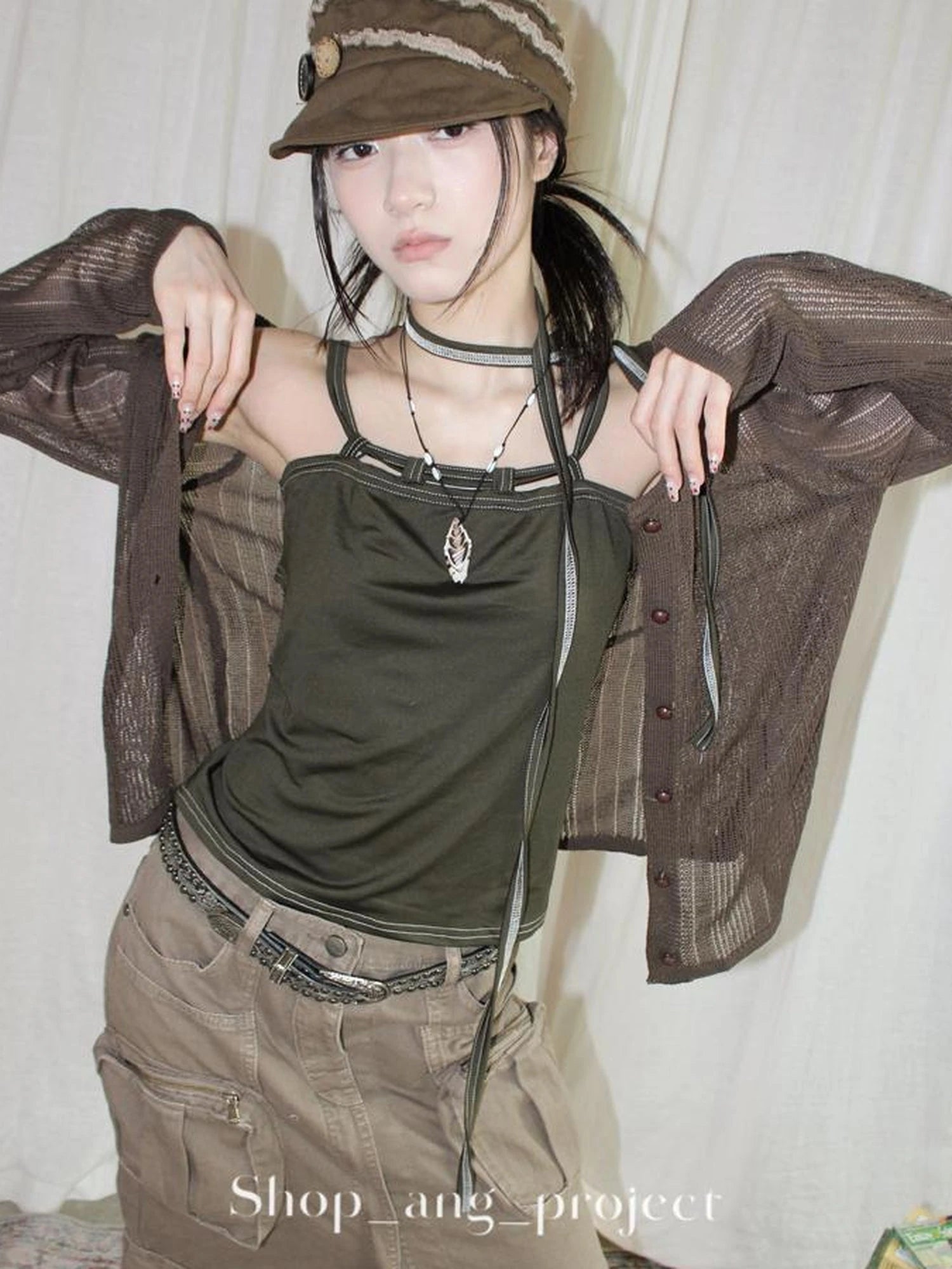 Antique Y2K Embossed Silver Gray Studded Belt