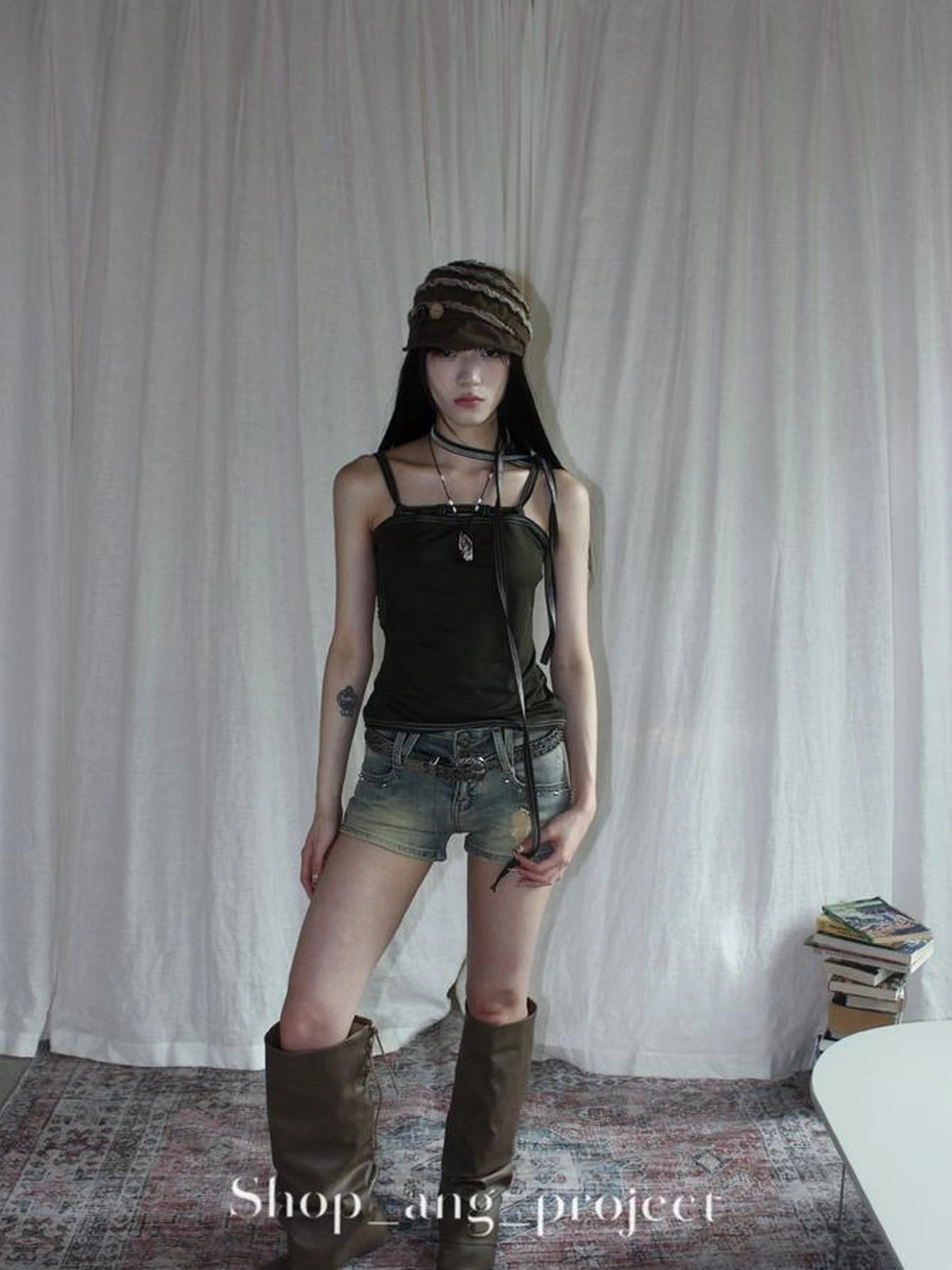 Antique Y2K Embossed Silver Gray Studded Belt