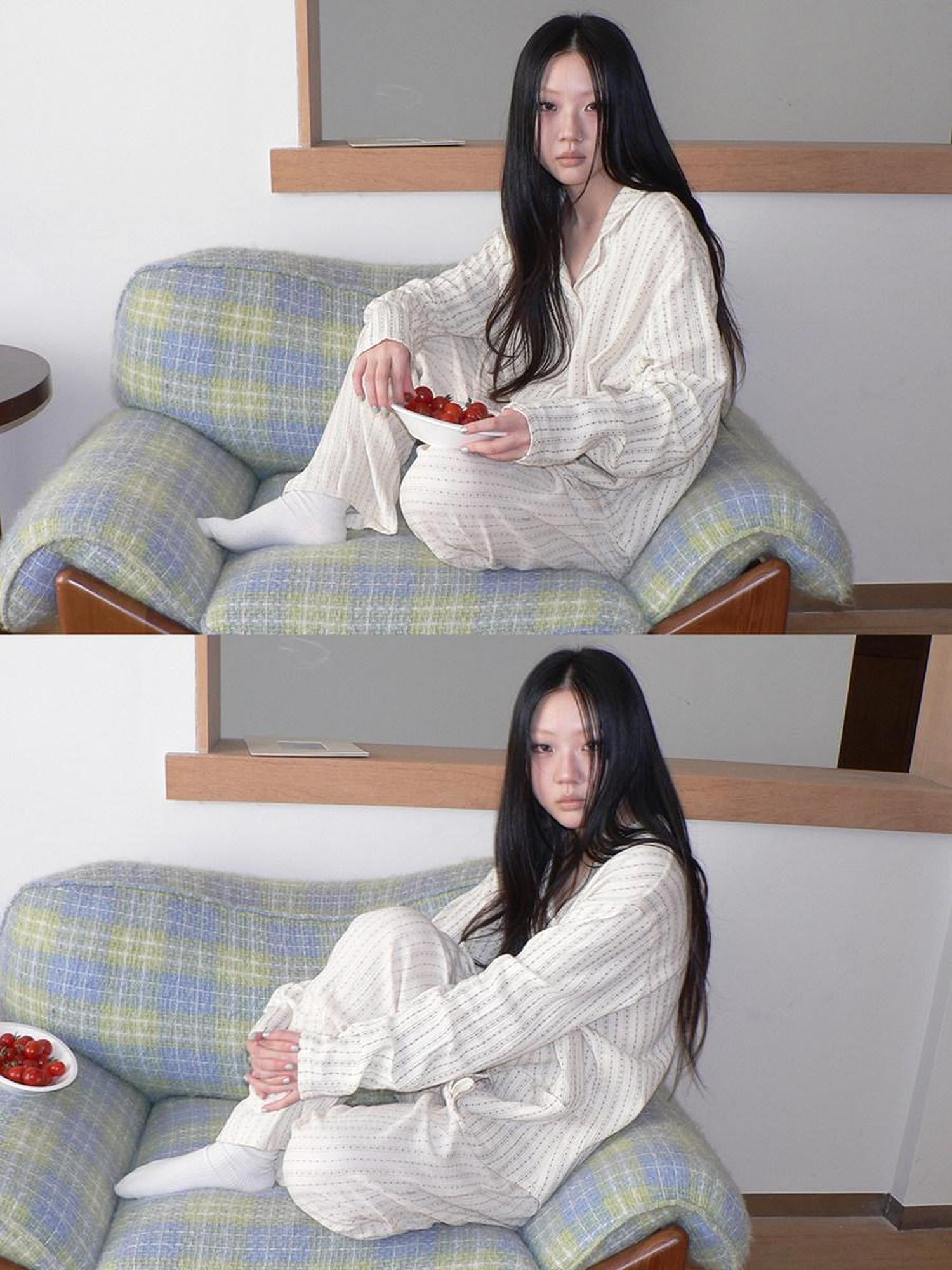 ang project Apricot Star Double Gauze Long Sleeve Button Front Women&