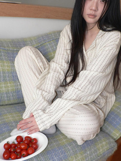 ang project Apricot Star Double Gauze Long Sleeve Button Front Women&
