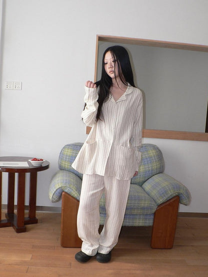 ang project Apricot Star Double Gauze Long Sleeve Button Front Women&