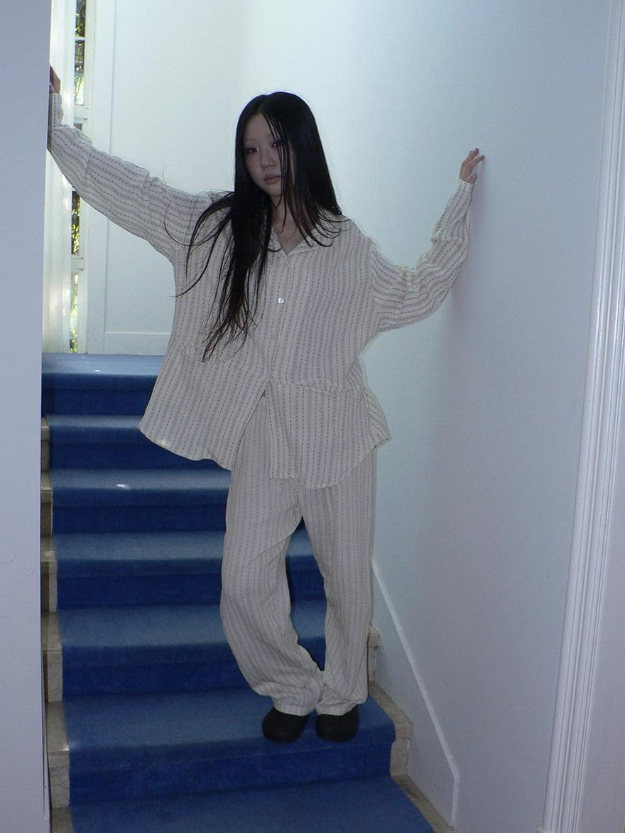 ang project Apricot Star Double Gauze Long Sleeve Button Front Women&