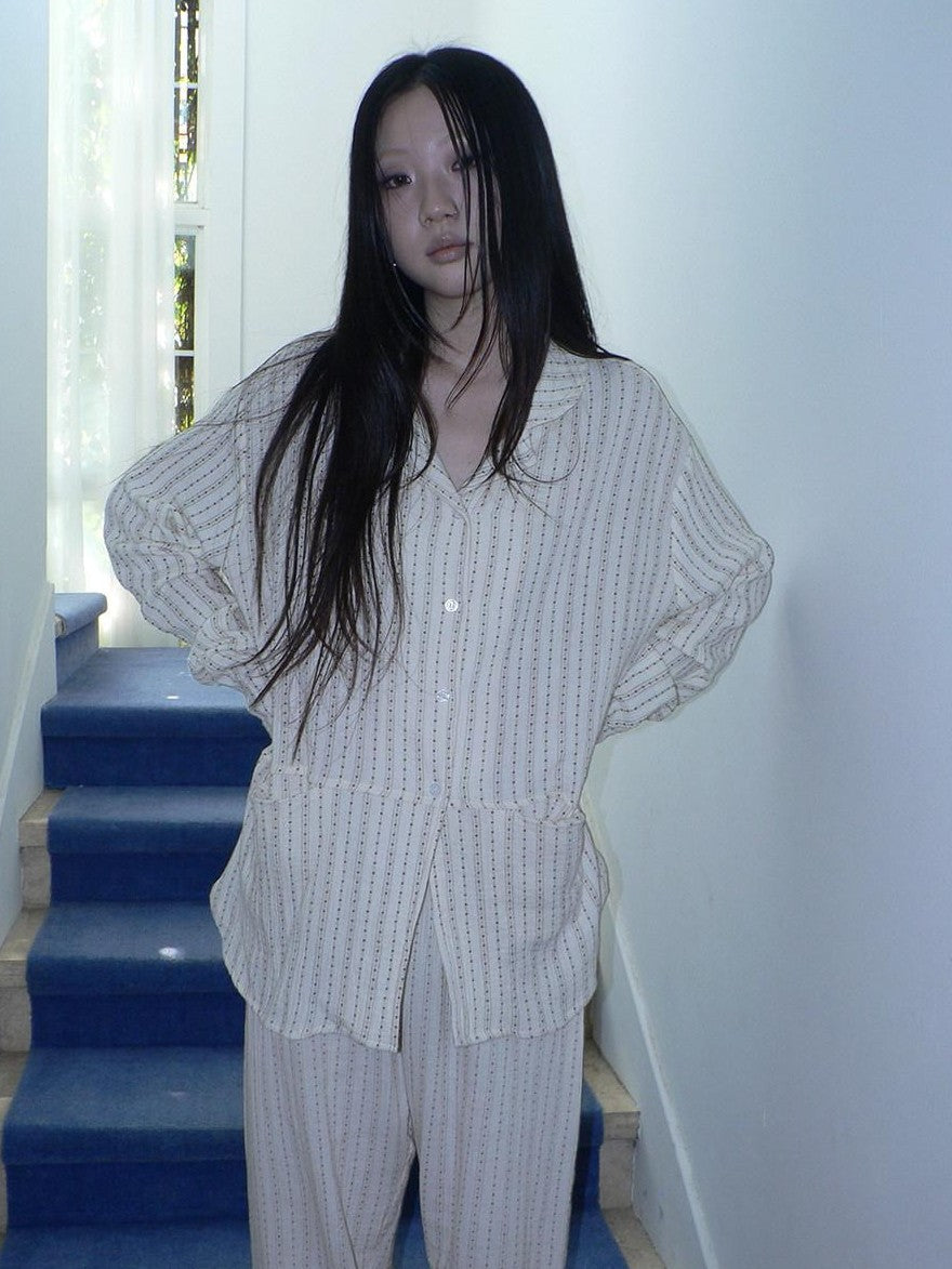ang project Apricot Star Double Gauze Long Sleeve Button Front Women&