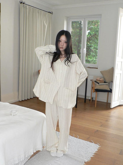 ang project Apricot Star Double Gauze Long Sleeve Button Front Women&
