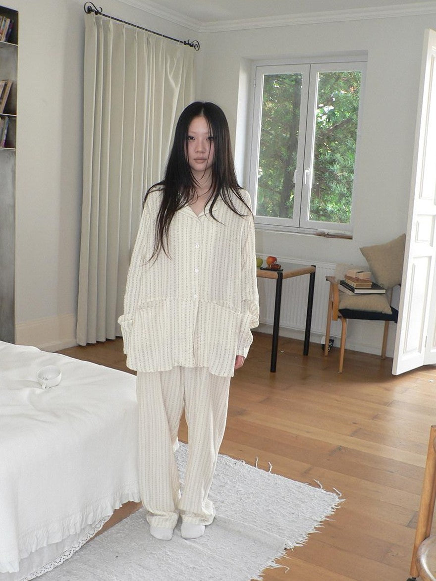 ang project Apricot Star Double Gauze Long Sleeve Button Front Women&