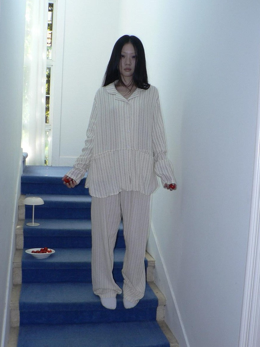ang project Apricot Star Double Gauze Long Sleeve Button Front Women&