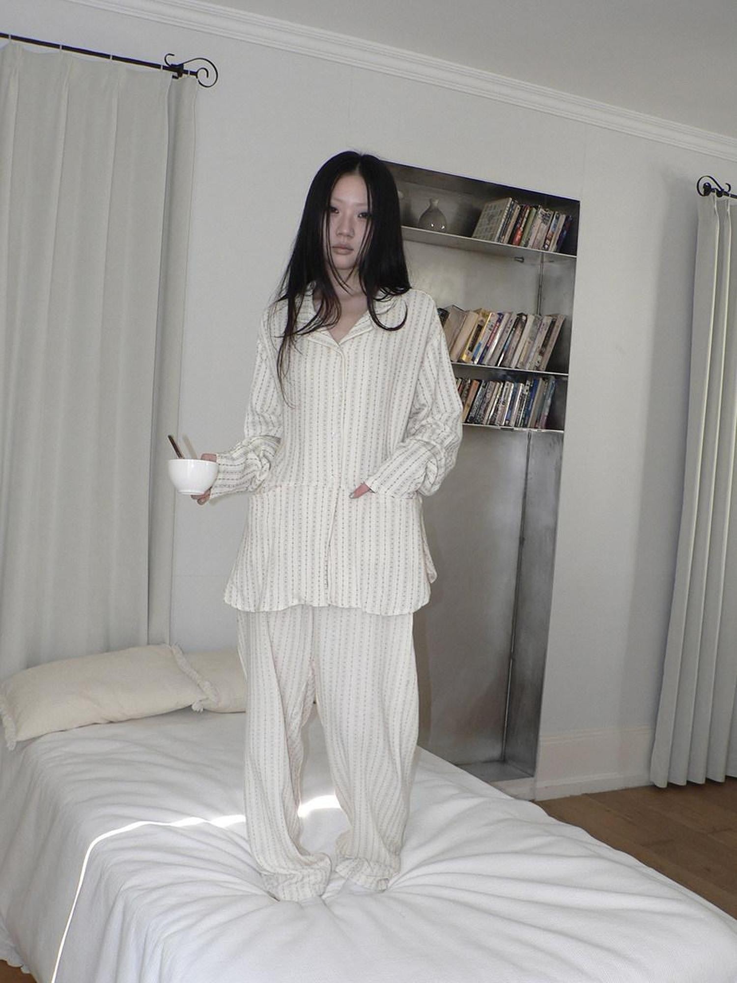 ang project Apricot Star Double Gauze Long Sleeve Button Front Women&