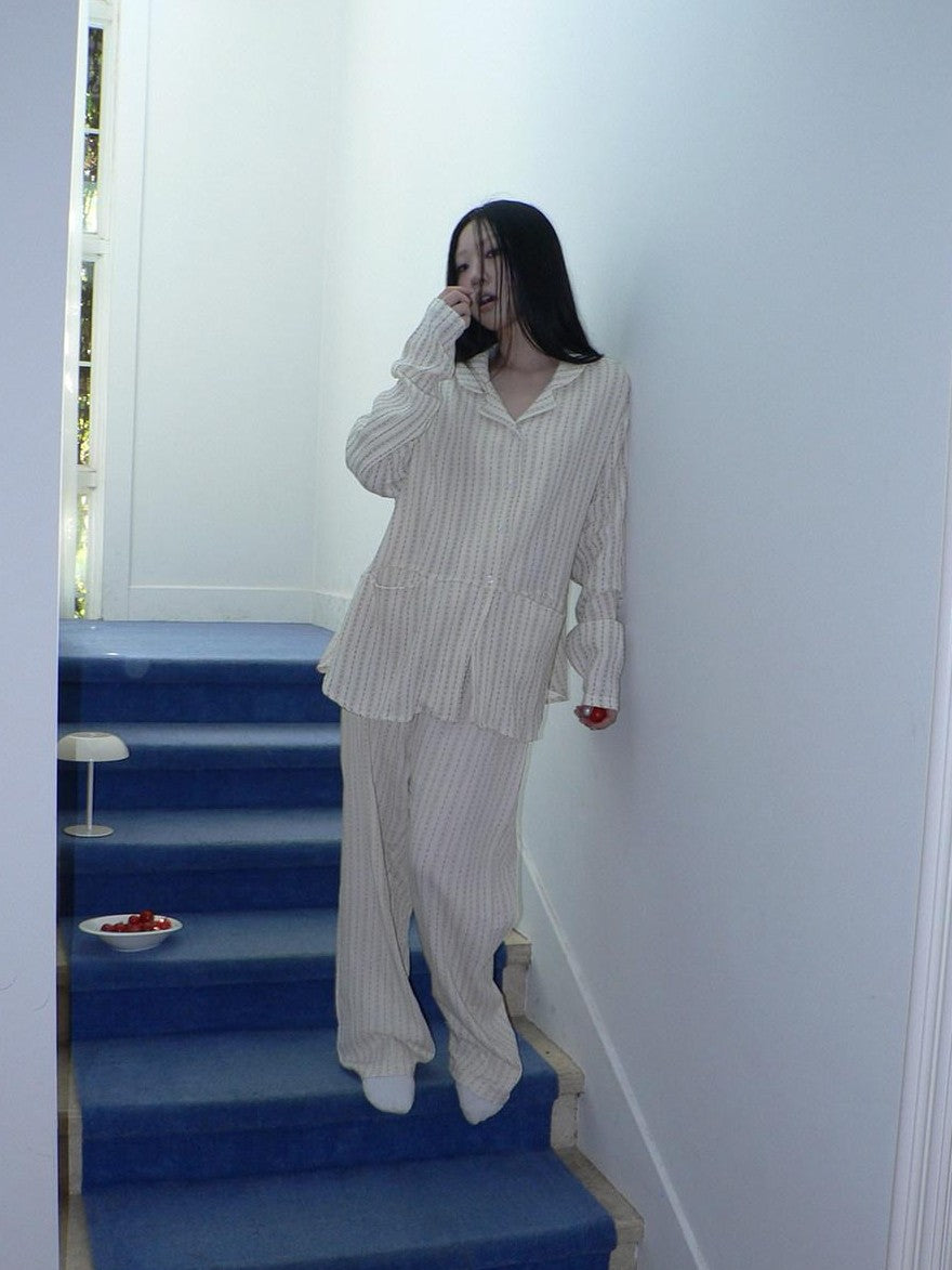 ang project Apricot Star Double Gauze Long Sleeve Button Front Women&