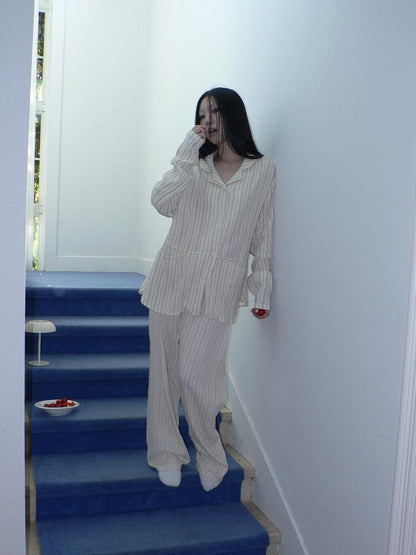 ang project Apricot Star Double Gauze Long Sleeve Button Front Women&