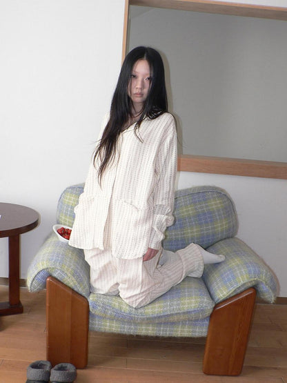 ang project Apricot Star Double Gauze Long Sleeve Button Front Women&