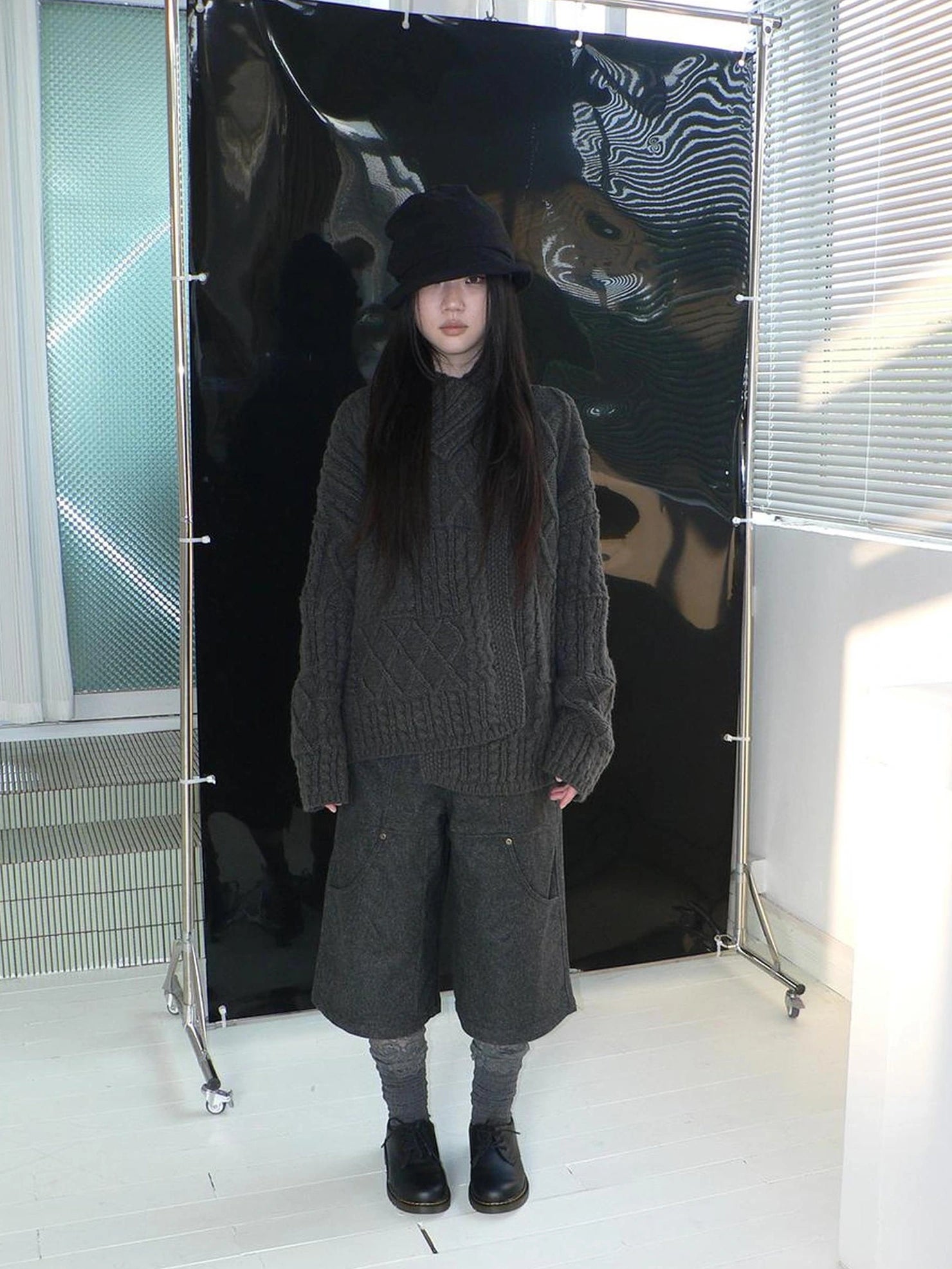 ang project Asymmetrical Cable Knit Cardigan Sweater