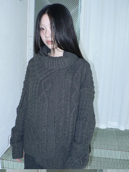 ang project Asymmetrical Cable Knit Cardigan Sweater