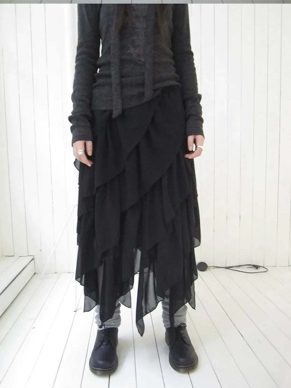 ang project Asymmetrical Chiffon A Line Skirt Skirt