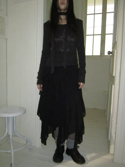 ang project Asymmetrical Chiffon A Line Skirt Skirt