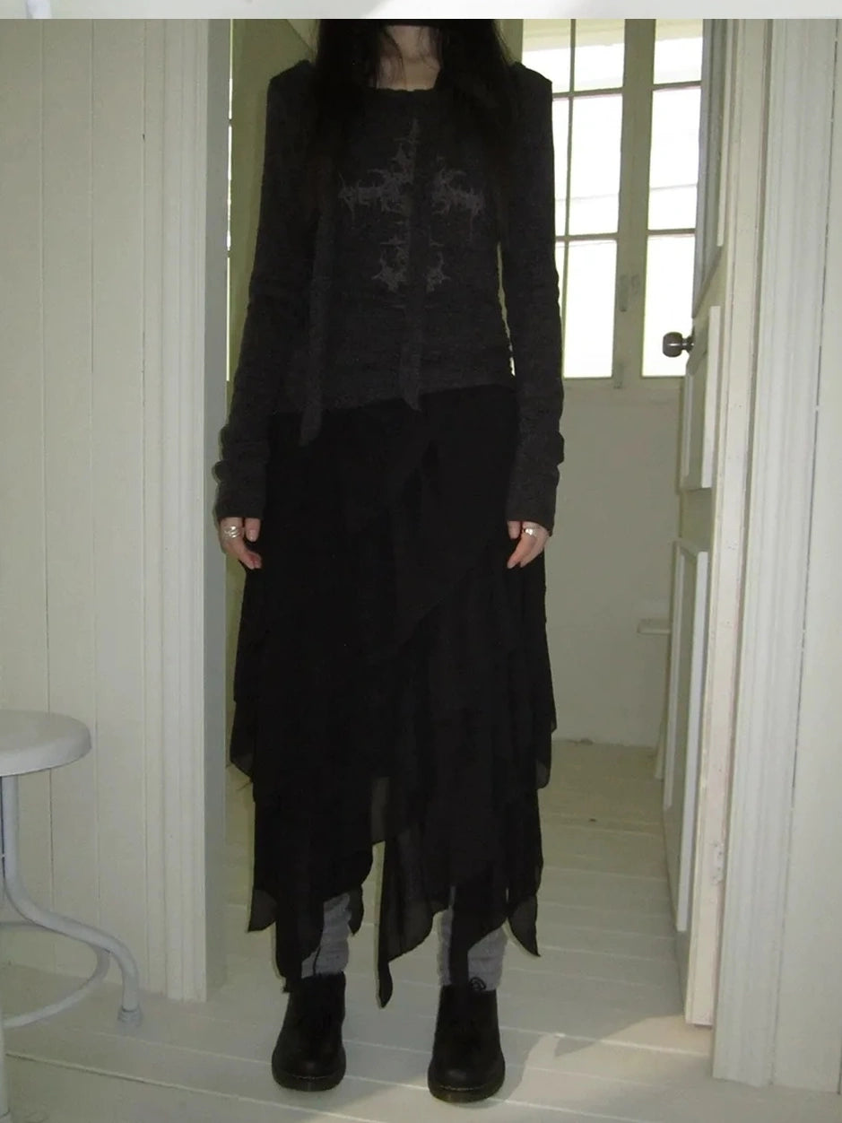 ang project Asymmetrical Chiffon A Line Skirt Skirt