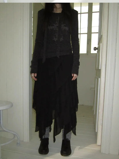 ang project Asymmetrical Chiffon A Line Skirt Skirt