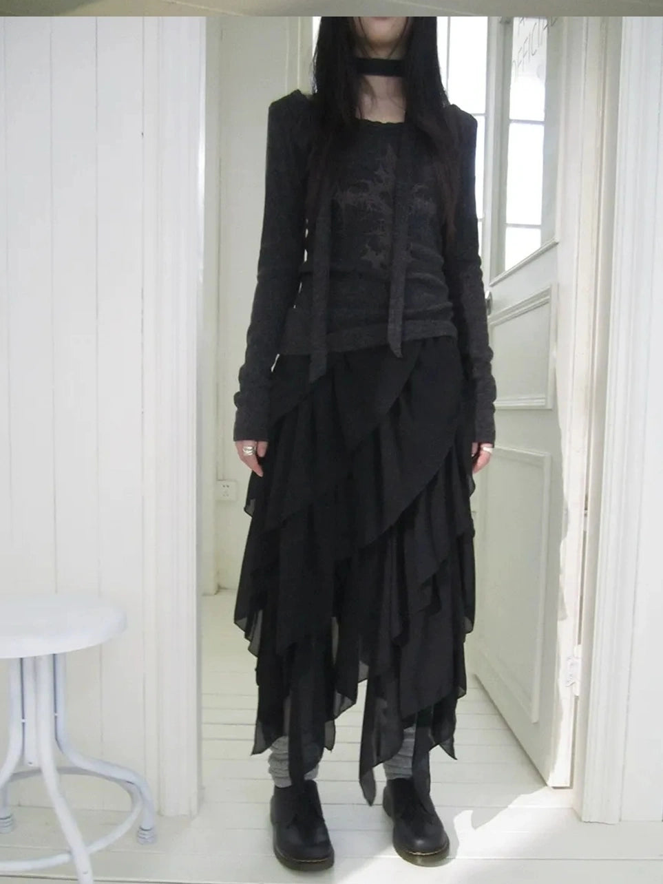 ang project Asymmetrical Chiffon A Line Skirt Skirt