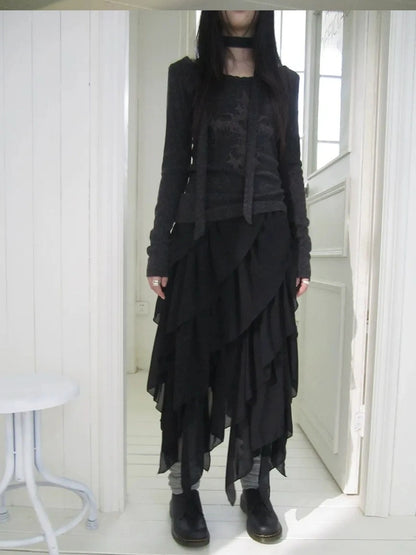 ang project Asymmetrical Chiffon A Line Skirt Skirt