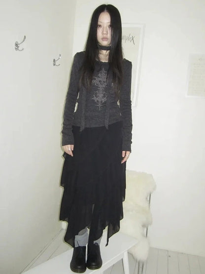 ang project Asymmetrical Chiffon A Line Skirt Skirt