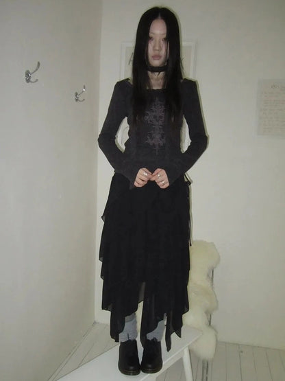 ang project Asymmetrical Chiffon A Line Skirt Skirt