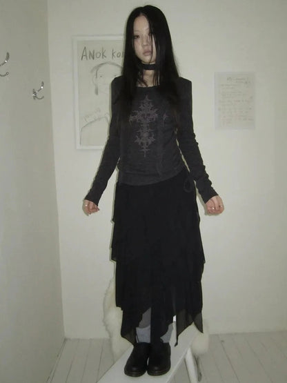 ang project Asymmetrical Chiffon A Line Skirt Skirt