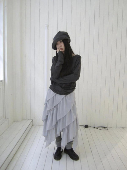 ang project Asymmetrical Chiffon A Line Skirt Skirt