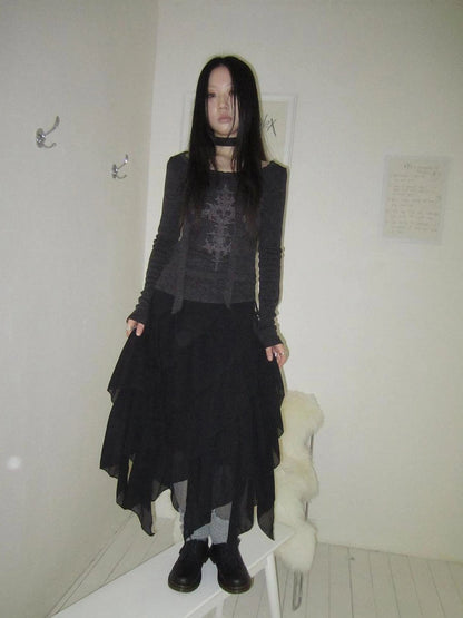 ang project Asymmetrical Chiffon A Line Skirt Skirt