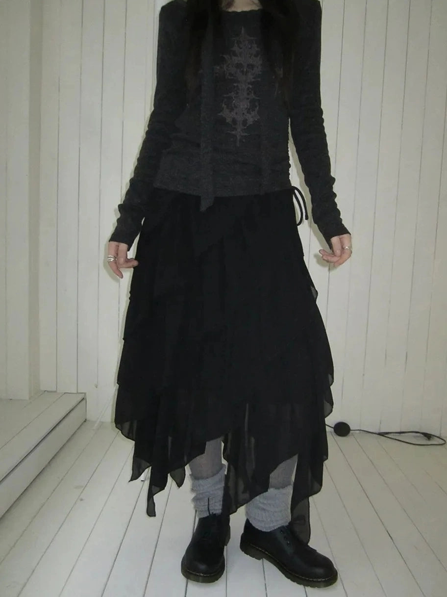 ang project Asymmetrical Chiffon A Line Skirt Skirt