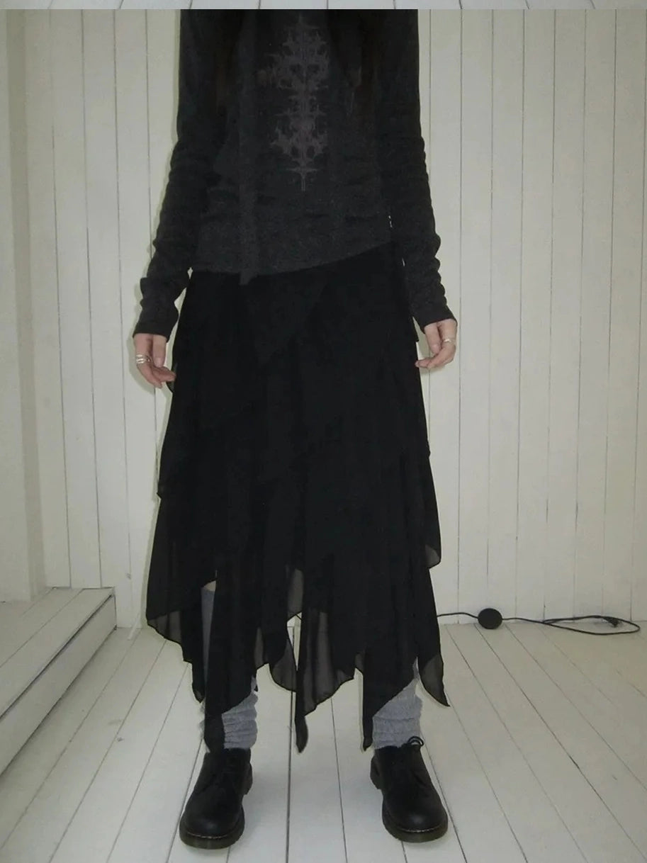 ang project Asymmetrical Chiffon A Line Skirt Skirt