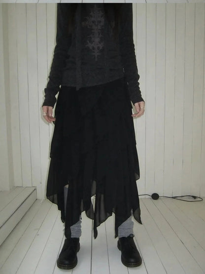 ang project Asymmetrical Chiffon A Line Skirt Skirt