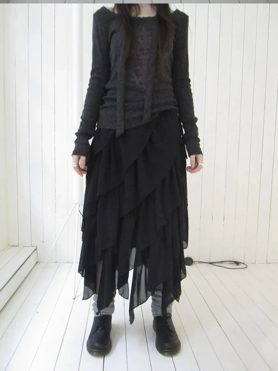 ang project Asymmetrical Chiffon A Line Skirt Skirt