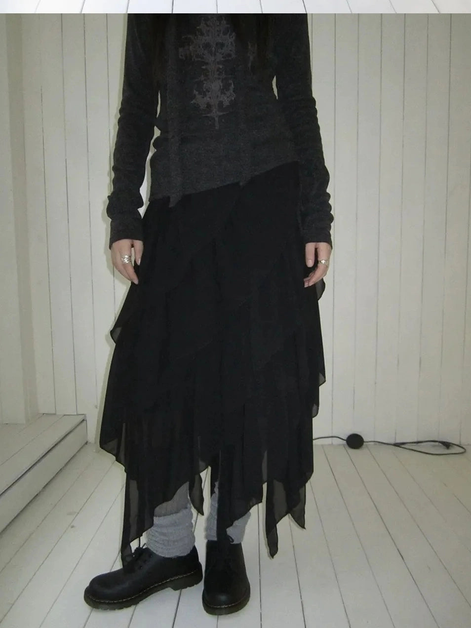 ang project Asymmetrical Chiffon A Line Skirt Skirt