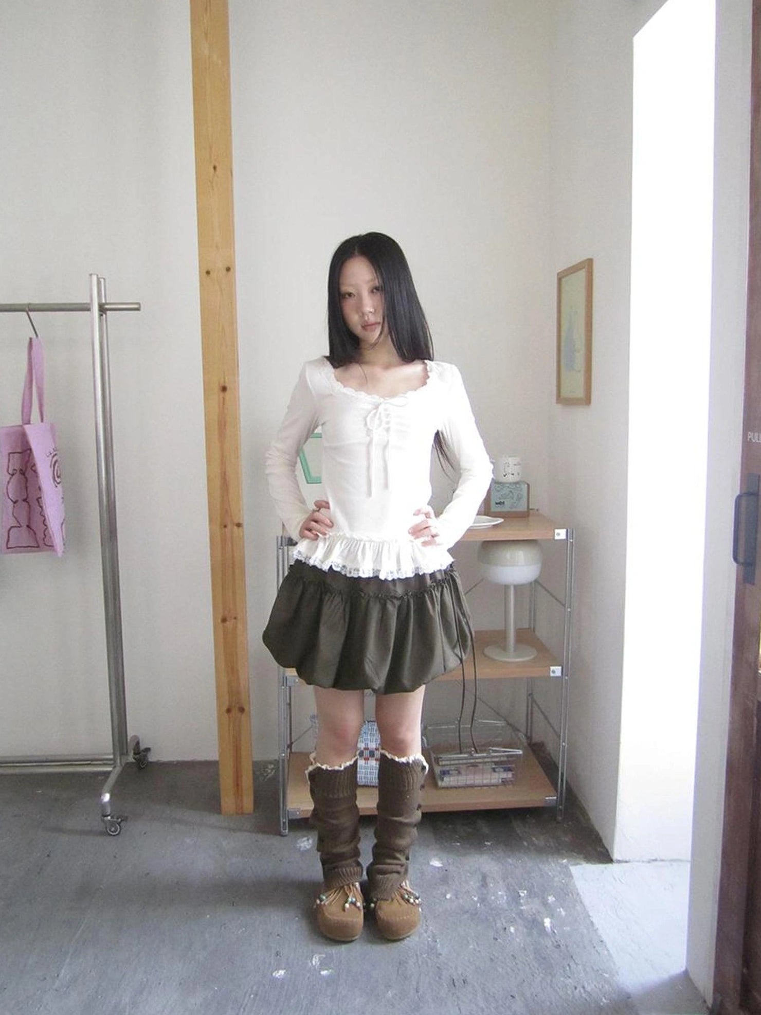 ang project Autumn Ruffle Tie Waist Bloom Skirt Skirt