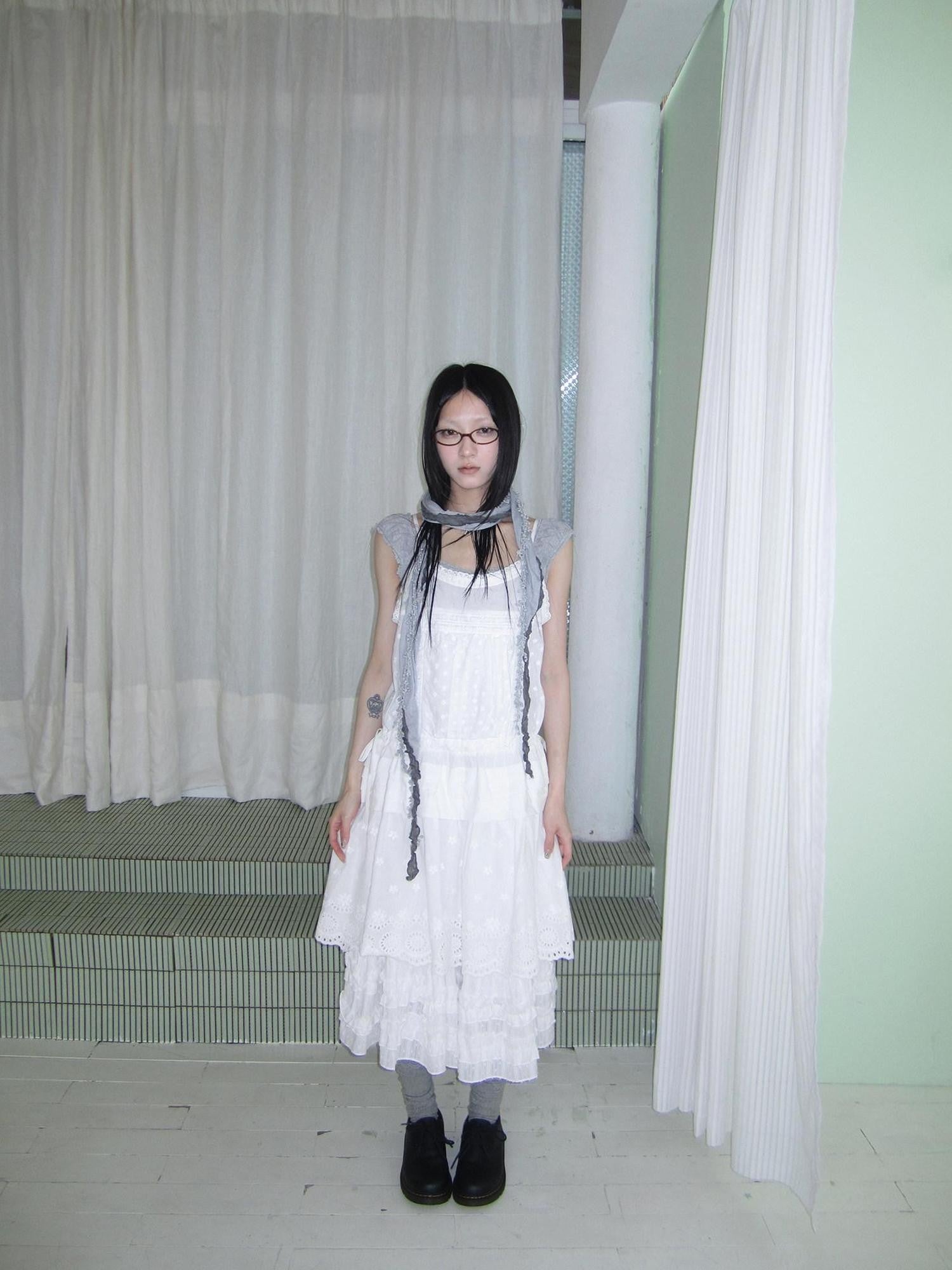 ang project Ballet Embroidered Pleated Cutout Spliced Tie Waist Women&