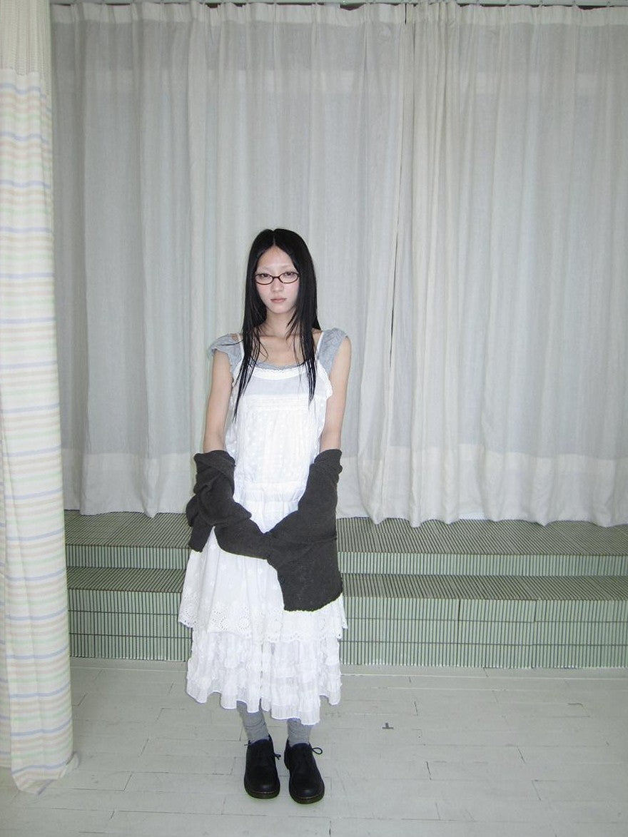 ang project Ballet Embroidered Pleated Cutout Spliced Tie Waist Women&
