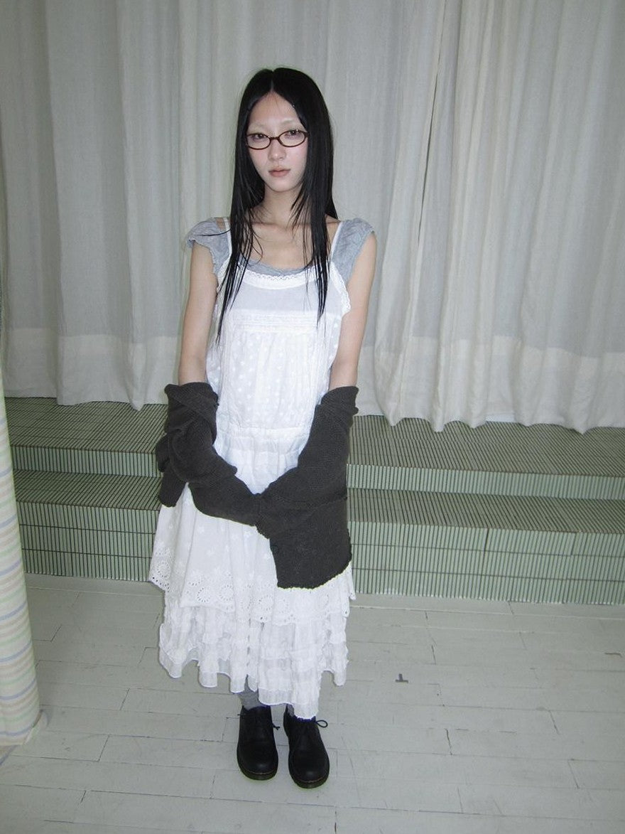 ang project Ballet Embroidered Pleated Cutout Spliced Tie Waist Women&