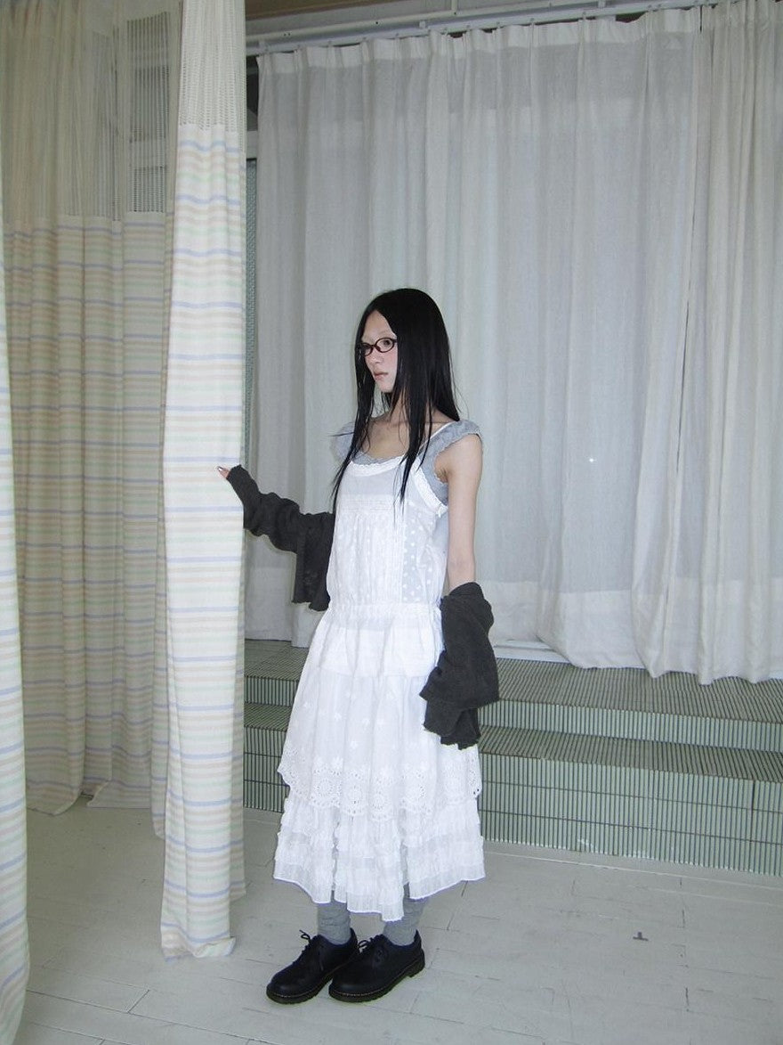 ang project Ballet Embroidered Pleated Cutout Spliced Tie Waist Women&