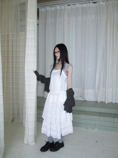 ang project Ballet Embroidered Pleated Cutout Spliced Tie Waist Women&