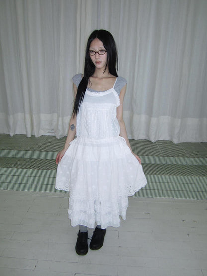 ang project Ballet Embroidered Pleated Cutout Spliced Tie Waist Women&
