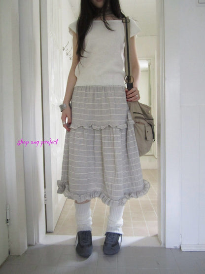 ang_project_Beige_Gray_Vintage_Ruffle_Edge_Patchwork_Striped_A_Line_Women&
