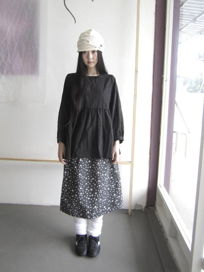 ang project Black Vintage Spliced Round Neck Thin Long Sleeve Women&
